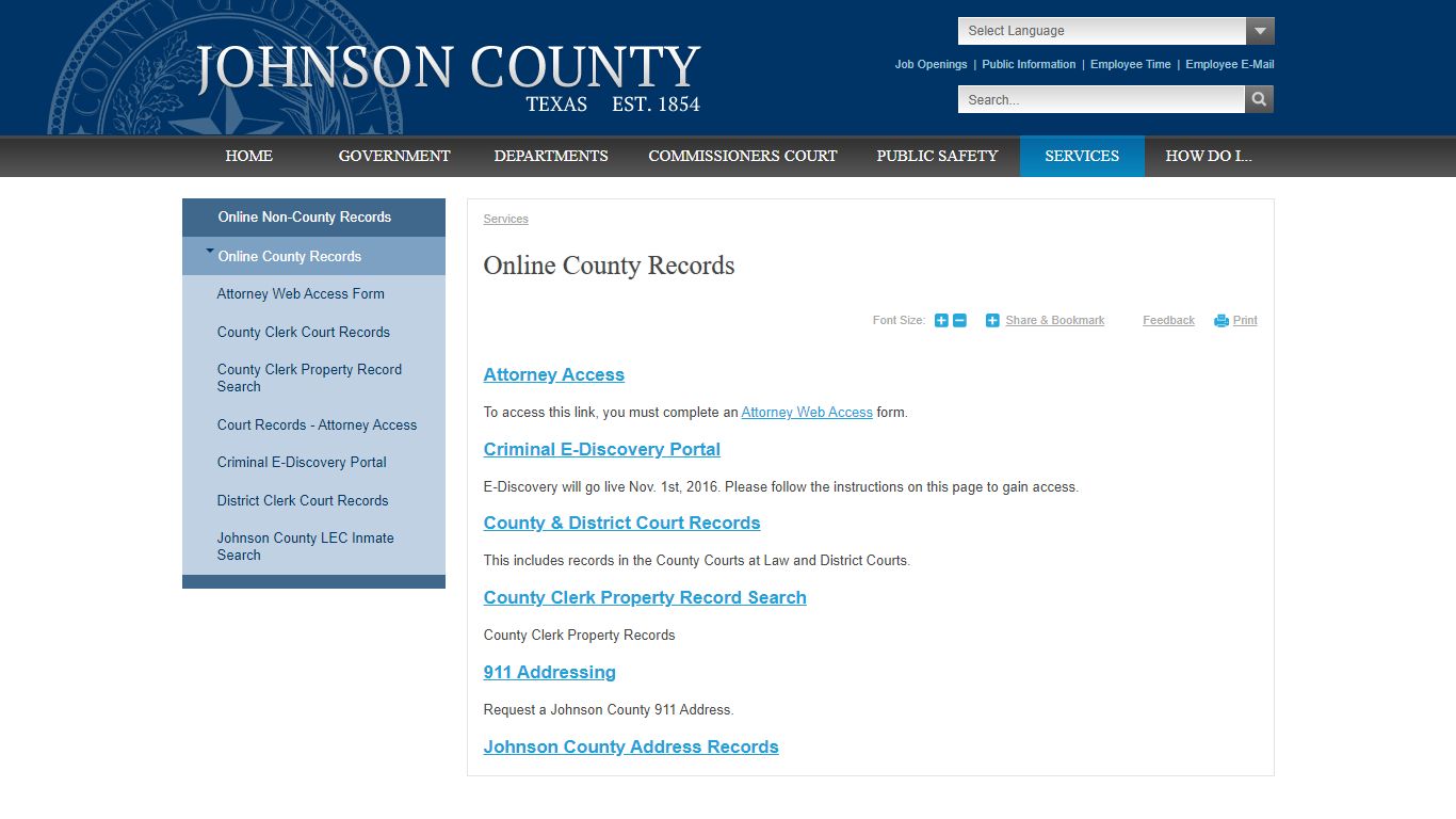 Online County Records | Johnson County, TX